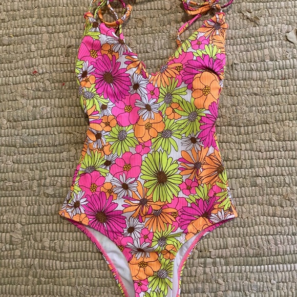 Xhilaration Other - Xhilaration Pink and Orange One Piece Swimsuit Tropical Floral